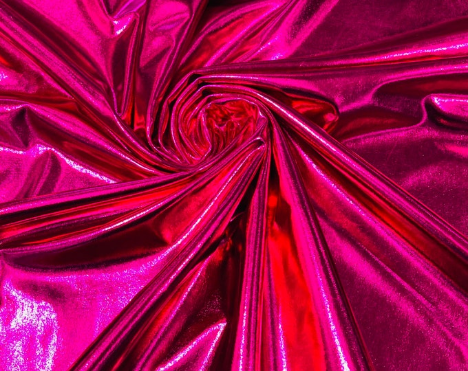 Fuchsia Metallic Foil Lame Spandex- Sold By The Yard.