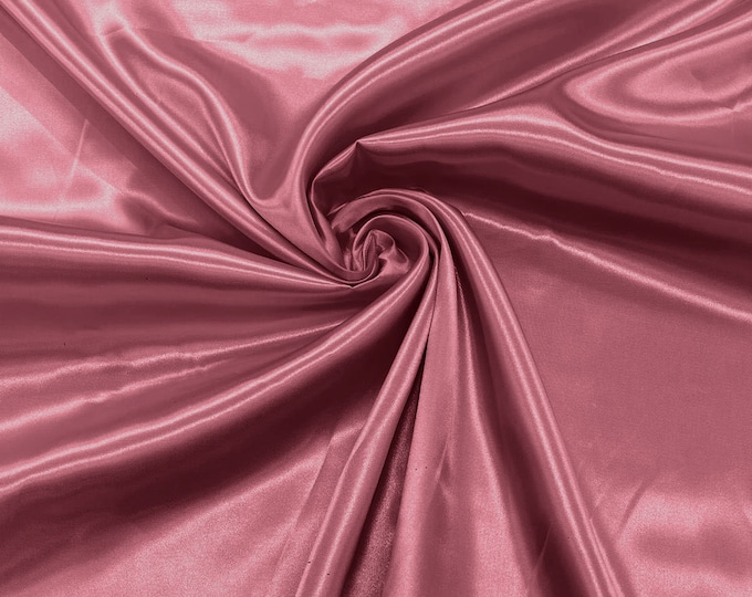 Dark Rose Shiny Charmeuse Satin Fabric for Wedding Dress/Crafts Costumes/58” Wide /Silky Satin