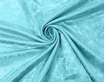 Jade 58" Wide Polyester Flower Brocade Jacquard Satin Fabric, Wedding, Dressmaking