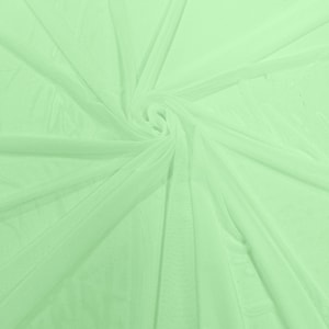 Mint Green 58/60&quot; Wide Solid Stretch Power Mesh Fabric Spandex/ Sheer See-Though/Sold By The Yard. New Colors
