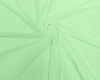 Mint Green Stretch Power Mesh Fabric: Sheer Spandex, 60" Wide, Sold By The Yard
