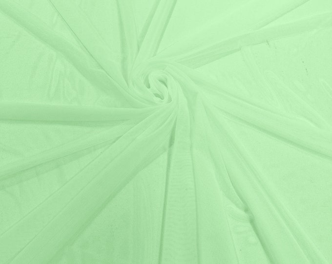 Mint Green 58/60" Wide Solid Stretch Power Mesh Fabric Spandex/ Sheer See-Though/Sold By The Yard. New Colors