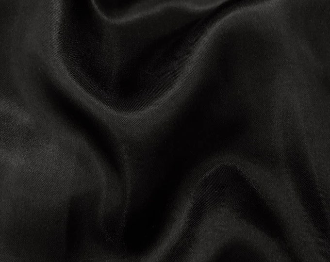 Black Charmeuse Bridal Solid Satin Fabric for Wedding Dress Fashion Crafts Costumes Decorations Silky Satin 58” Wide Sold By The Yard.