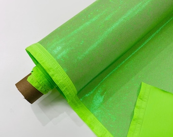 Lime Green Shattered Glass Foil Hologram/58” Wide/4 Way Stretch Spandex Nylon Tricot by the yard.