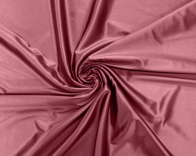 Dusty Rose Heavy Shiny Satin Stretch Spandex Fabric/58 Inches Wide/Prom/Wedding/Cosplays.