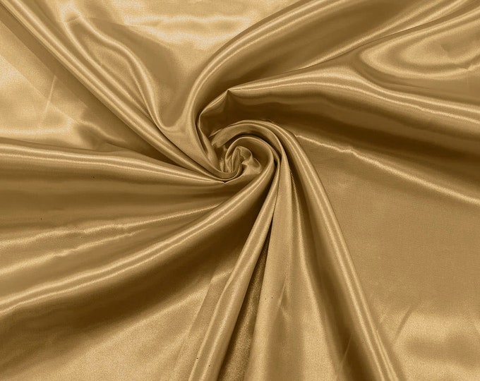 Sun Gold Shiny Charmeuse Satin Fabric for Wedding Dress/Crafts Costumes/58” Wide /Silky Satin
