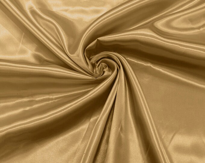 Sun Gold Shiny Charmeuse Satin Fabric for Wedding Dress/Crafts Costumes/58” Wide /Silky Satin