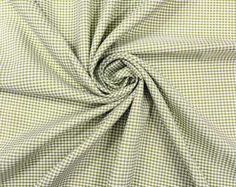 Olive Green Gingham 1/8” Squares, Polyester Checkered Fabric- Sold by the yard