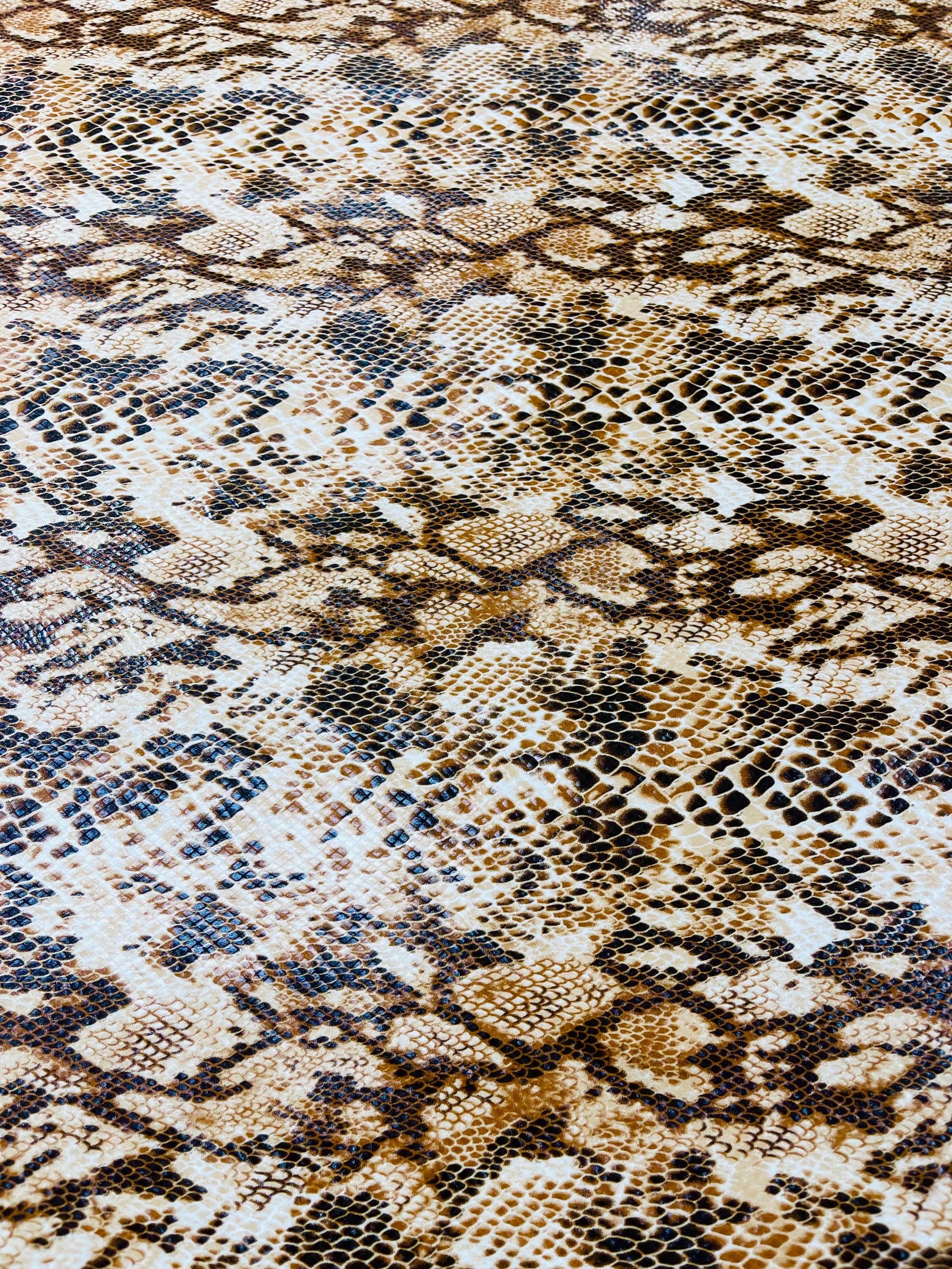 Tan/black Glossy Python Snake Print on a 2 Way Stretch Spandex/58” Wide ...