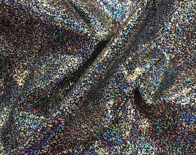 Silver-black iridescent shattered glass design 4 way Stretch nylon spandex-dresses-fashion-apparel-leggings-baiting suits-sold by the yard.