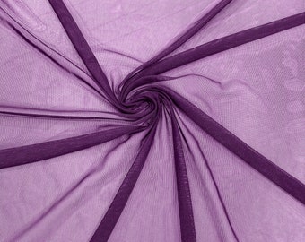 Dark Purple 58/60" Wide Solid Stretch Power Mesh Fabric Spandex/ Sheer See-Though/Sold By The Yard. New Colors