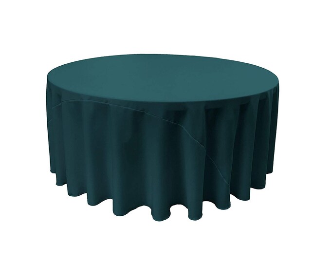 Light Teal - Solid Round Polyester Poplin Tablecloth With Seamless.