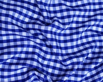 Royal Blue Gingham 1/4" Checkered Poly Cotton 58" Wide Fabric- Sold by the yard