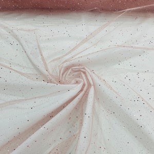 Dusty Rose sparkle tulle glitter with sequin fabric shimmer/ tulle glitter for dresses/ mesh glitter fabric/ costume fabric.