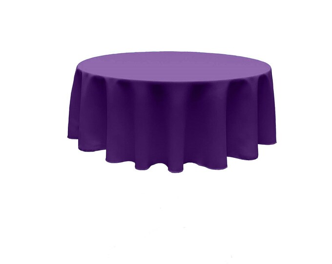 Purple - Solid Round Polyester Poplin Tablecloth Seamless.