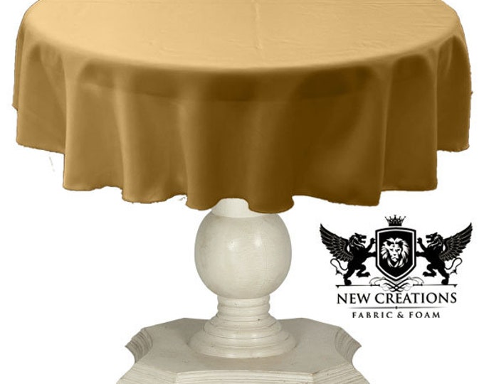 Dark Gold Tablecloth Solid Dull Bridal Satin Overlay for Small Coffee Table Seamless.