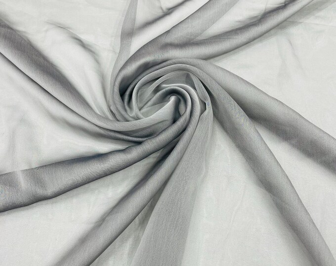 Chiffon Two Tone Sheer Fabric, by The Yard - Gray