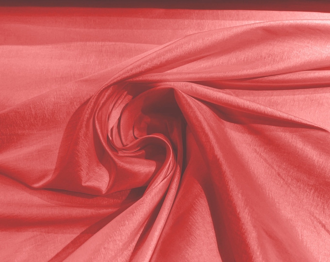 Coral 58" Wide Medium Weight Stretch Two Tone Taffeta Fabric, Stretch Fabric For Bridal Dress Clothing Custom Wedding Gown, New Colors