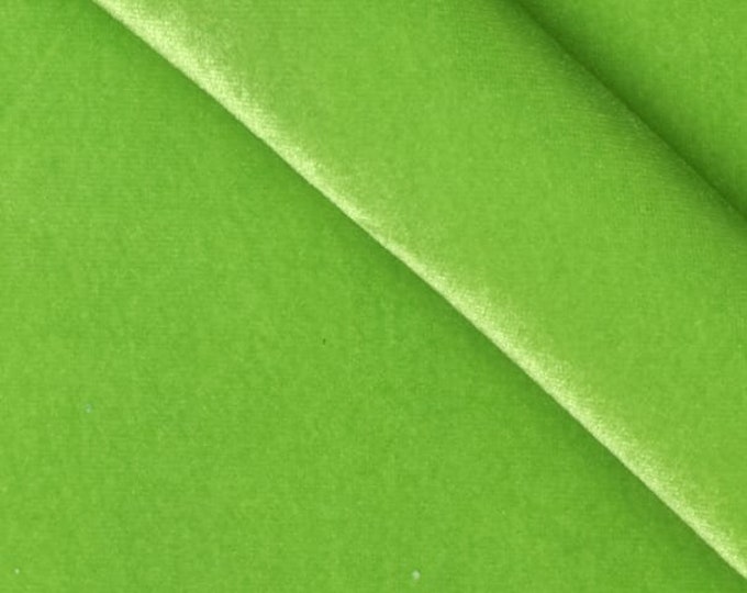 Lime Green 60" Wide 90% Polyester 10 percent Spandex Stretch Velvet Fabric for Sewing Apparel Costumes Craft, Sold By The Yard.