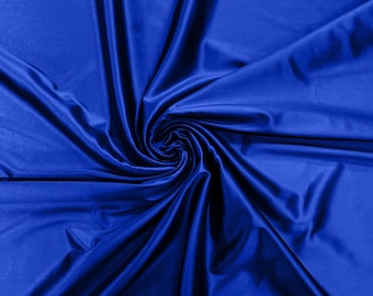 Royal Blue Deluxe Shiny Polyester Spandex Fabric Stretch 58" Wide Sold by The Yard.