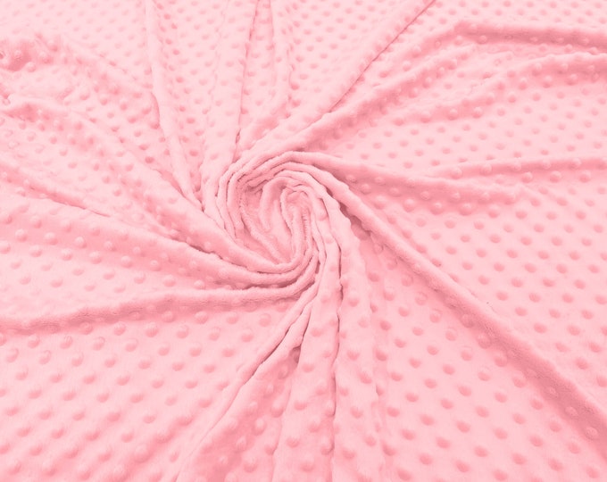 Light Peach Polka Dot Minky Fabric By The Yard | Super Soft Minkee Fabric | 58’’ Wide | 2 Way Stretch Polka Dot Minky Fabric.