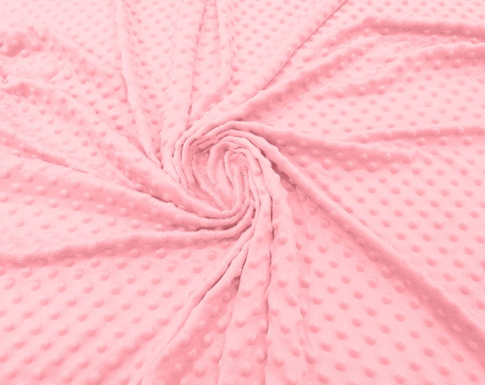 Light Peach Polka Dot Minky Fabric By The Yard | Super Soft Minkee Fabric | 58’’ Wide | 2 Way Stretch Polka Dot Minky Fabric.