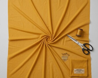 Mustard Yellow Power Mesh Fabric Golden Stretch Mesh Fabric Sheer Nylon Spandex Fabric 60 Inch Wide Dress Fabric by the Yard