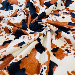 Tela de piel sintética Velboa con estampado animal de vaca marrón/beige/negro/58&quot;/60&quot; de ancho/disfraces/Tapicería/Mantas para niños/Juguetes/Ropa para niños.