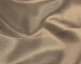 Taupe Charmeuse Satin Shiny Fabric, 58" Wide- Sold by The Yard