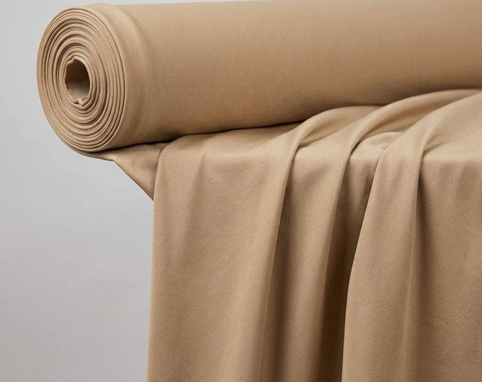 Champagne Shiny Milliskin Tricot Spandex Fabric By The Yard, 4 Way Stretch Nylon Lycra Fabric For Swimwear Dancewear Costumes