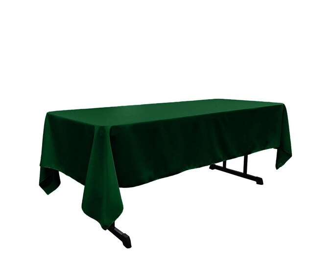 Hunter Green - Rectangular Polyester Poplin Tablecloth / Party supply.