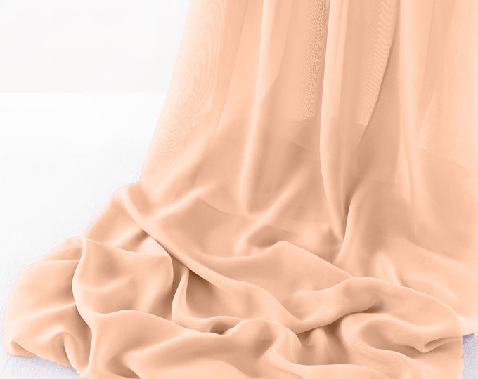 Blush Peach 5 Yards Chelsea Wool Dobby Chiffon Fabric/58" Wide Sheer Fabric/Solid Color Draping Fabric for Wedding Party Easter Backdrop.