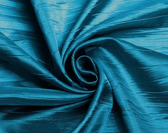 Teal - Crushed Taffeta Fabric - 54" Width - Creased Clothing Decorations Crafts - Sold By The Yard