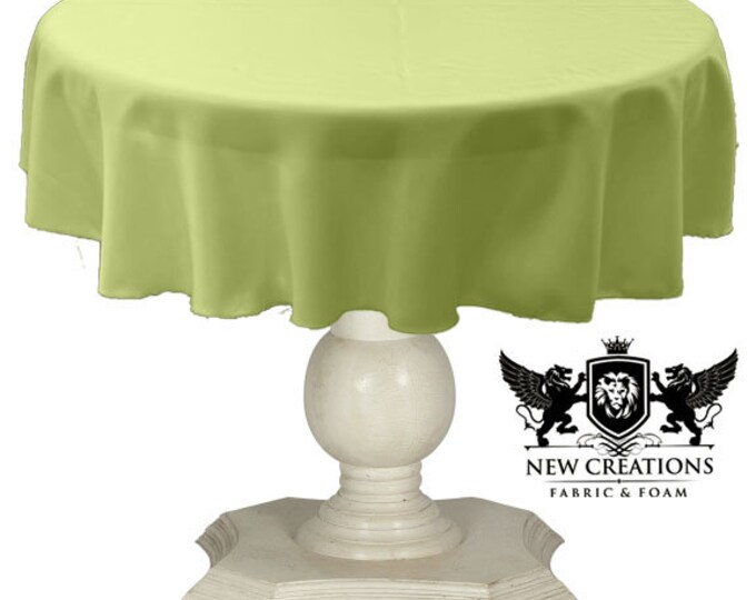 Kiwi Green Tablecloth Solid Dull Bridal Satin Overlay for Small Coffee Table Seamless.