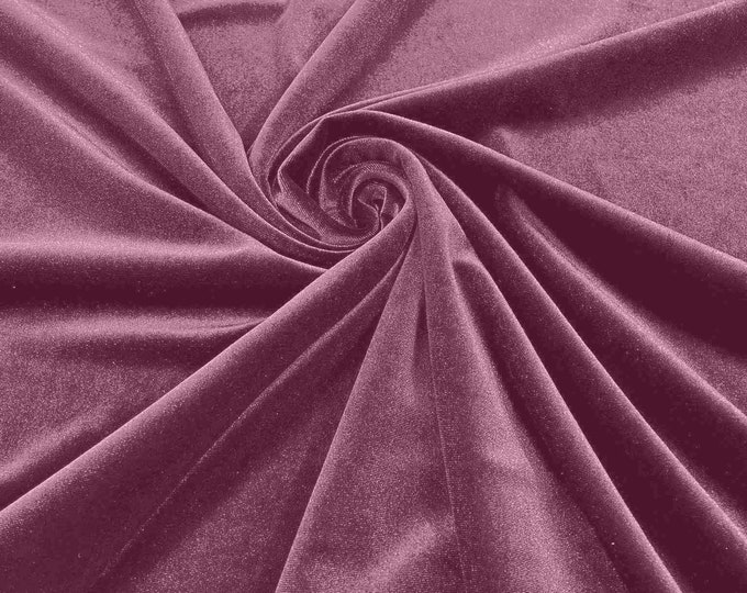 Lilac 60" Wide 90% Polyester 10 percent Spandex Stretch Velvet Fabric for Sewing Apparel Costumes Craft, Sold By The Yard.