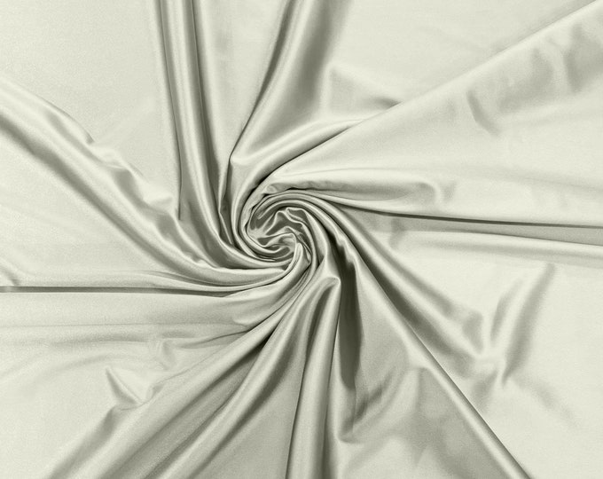 Ivory Heavy Shiny Satin Stretch Spandex Fabric/58 Inches Wide/Prom/Wedding/Cosplays.