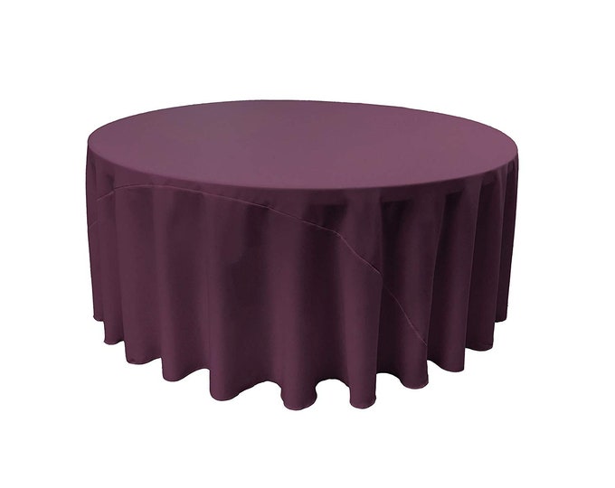 Raisin - Solid Round Polyester Poplin Tablecloth With Seamless.
