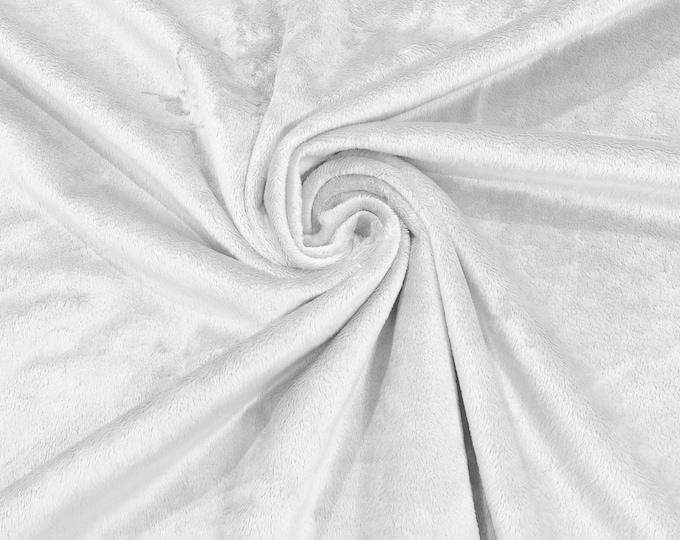 White Solid Smooth Minky Fabric for Quilting, Blankets, Baby & Pet Accessories, Pillows, Throws, Clothes, Stuffed Toys, Costume.