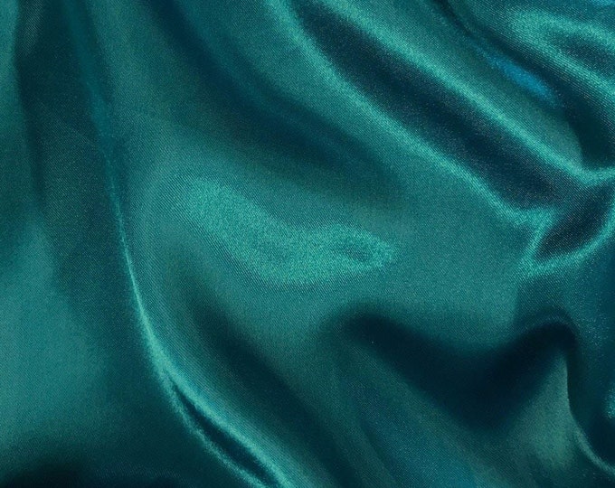 Teal Green Heavy Shiny Bridal Satin Fabric for Wedding Dress, 60" inches wide sold by The Yard.