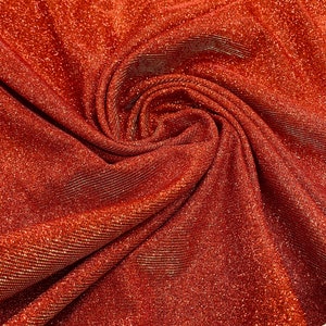 Burnt Orange Stretch glitter shimmer 58” wide-Glimmer-Sparkling Fabric-Prom-Nightgown-Sold by the yard.