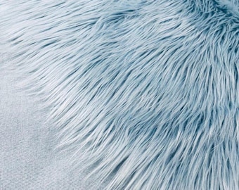 Long Pile Faux Fur Fabric, Baby Blue 58" Wide for Cosplay and Crafts
