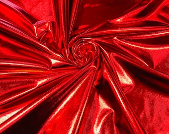 Red Metallic Foil Lame Spandex- Sold By The Yard.