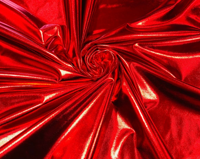 Red Metallic Foil Lame Spandex- Sold By The Yard.