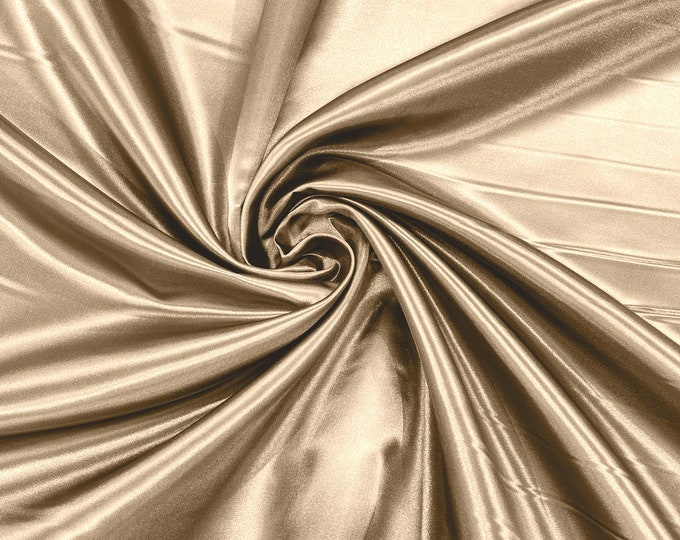 Taupe Heavy Shiny Bridal Satin Fabric for Wedding Dress, 60" inches wide sold by The Yard. New Colors