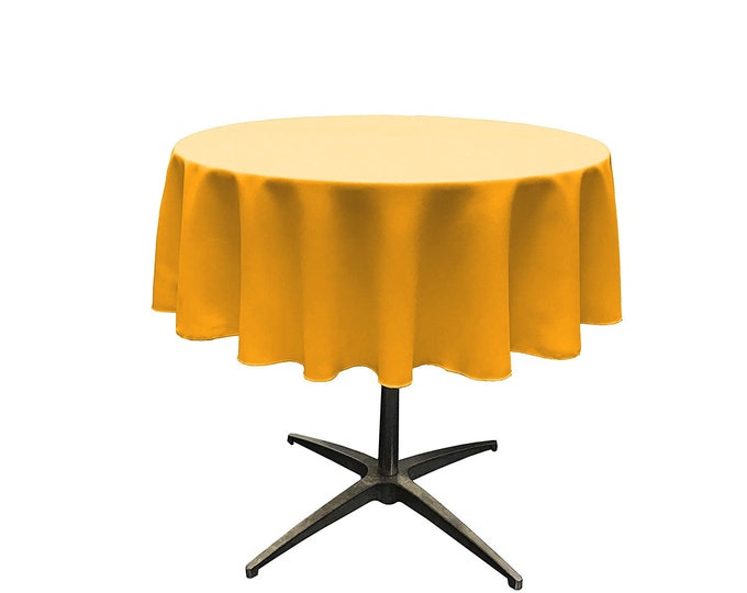 Mango Yellow - Solid Round Polyester Poplin Tablecloth Seamless.