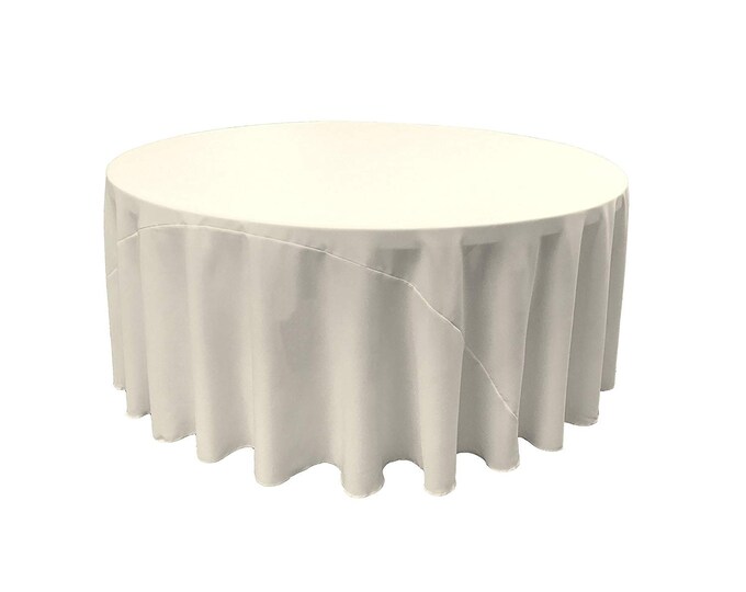 Ivory - Solid Round Polyester Poplin Tablecloth With Seamless.