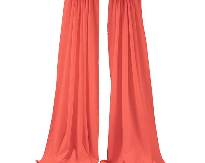 Coral 2 Panels Backdrop Drape, All Sizes Available in Polyester Poplin, Party Supplies Curtains.