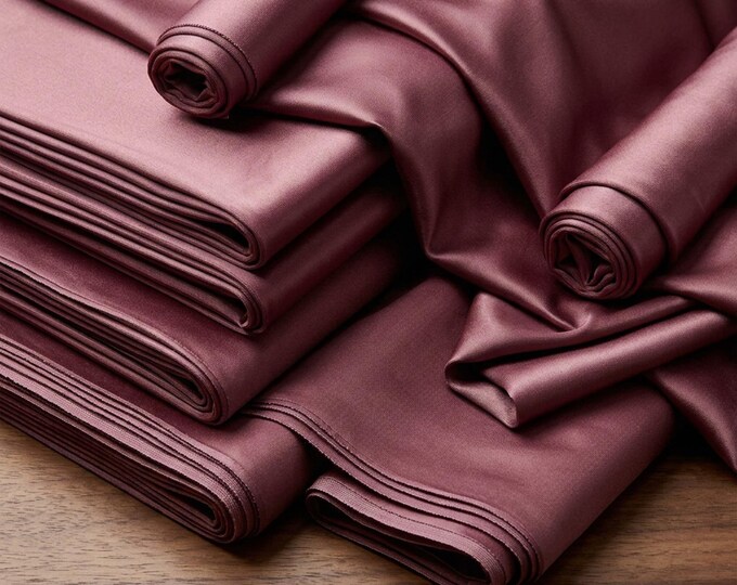 Mauve Heavy Shiny Satin Stretch Spandex Fabric 58" Wide, Mauve Satin Fabric, Stretch Dress Fabric, Prom & Bridal Fabric By The Yard