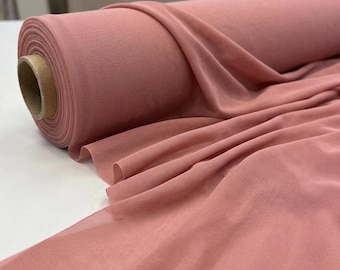 Dusty Rose Power Mesh Fabric Mauve Stretch Mesh Fabric Sheer Nylon Spandex Fabric 60 Inch Wide Bridal Dress Fabric by the Yard