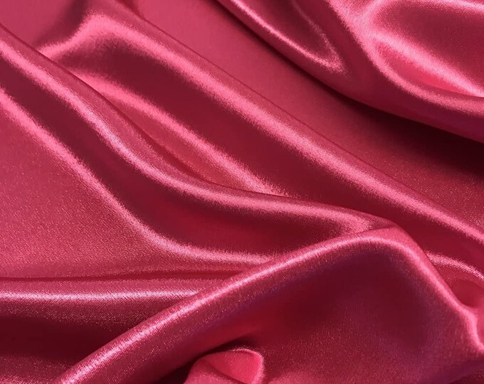 Hot Pink Crepe Back Satin Bridal Fabric Draper-Prom-wedding-nightgown- Soft 58"-60" Inches Sold by The Yard.